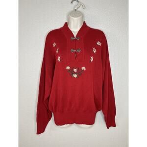 Meister Red Vintage Sweater Woman’s XL Embroidered